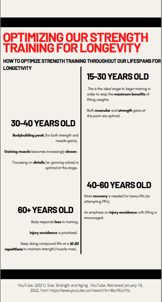 Infographic for optimizing longevity with bodybuilding 
