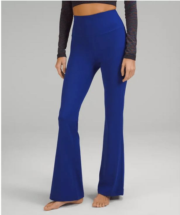 Blue flared leggings 
