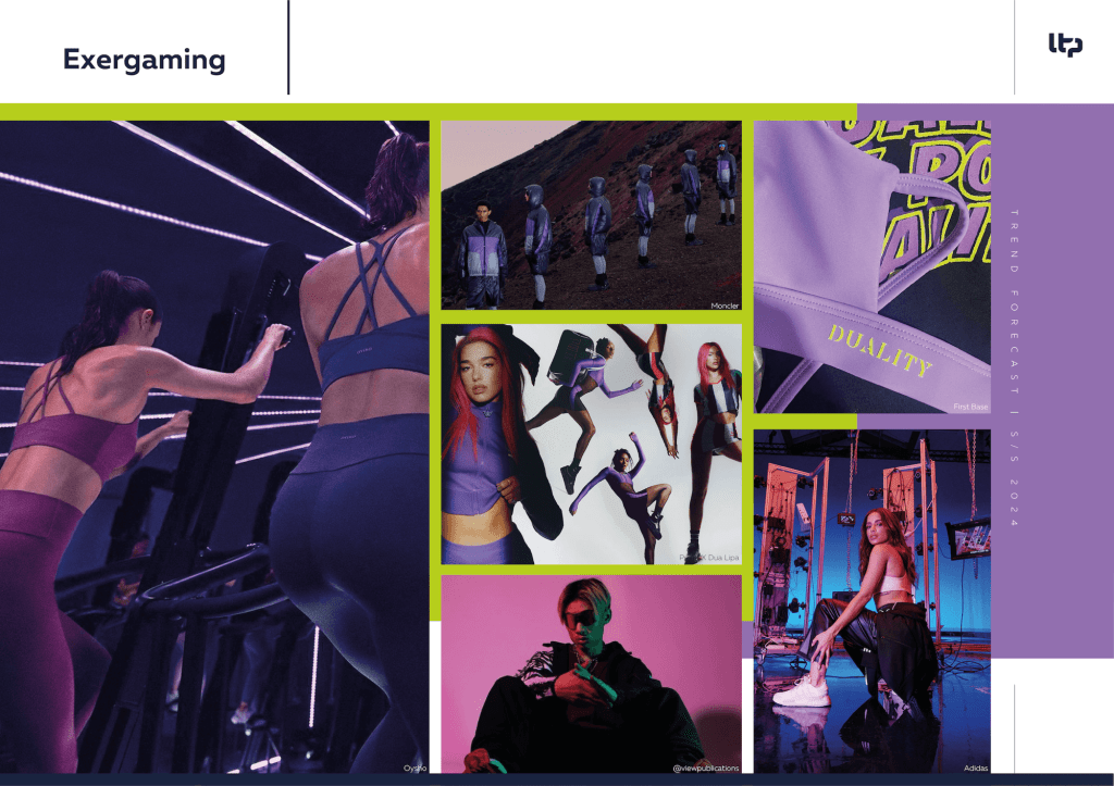 Fitness models wearing purple