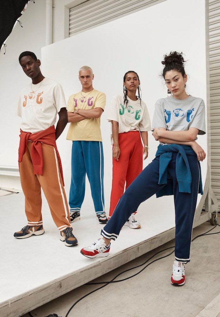 4 models wearing gender neutral clothes