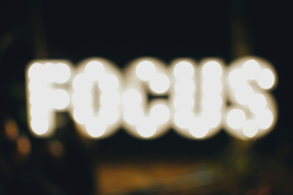 Focus sign in bright white light 
