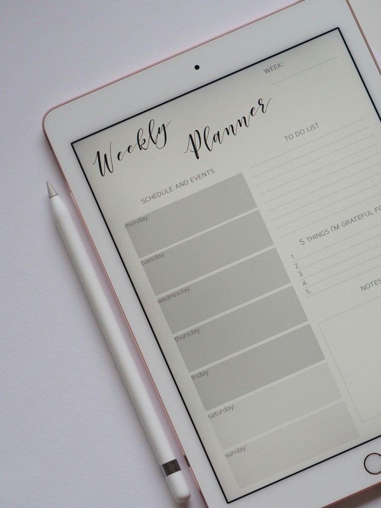 Weekly planner on iPad 