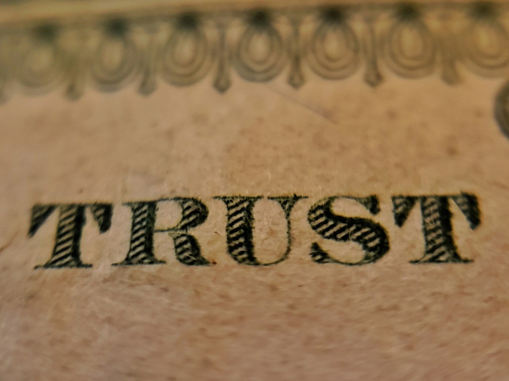 Close up of trust taken from the US dollar bill
